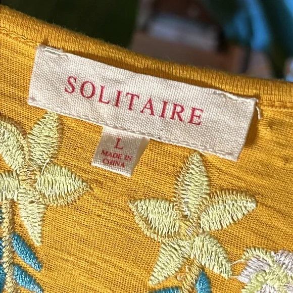 Embroidered V-neck Tee, large - Picture 3 of 9